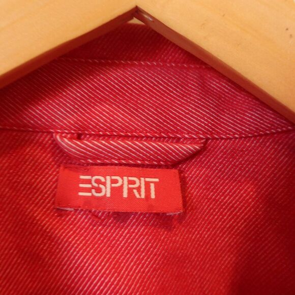 ESPRIT vintage red denim jacket peacoat button XS preppy fall retro classic 90s - Picture 5 of 8